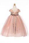 Ivory Poly Silk & Tulle Overlayed Empire Waist Dress with Cup Sleeves Ivory Poly Silk & Tulle Overlayed Empire Waist Dress with Cup Sleeves